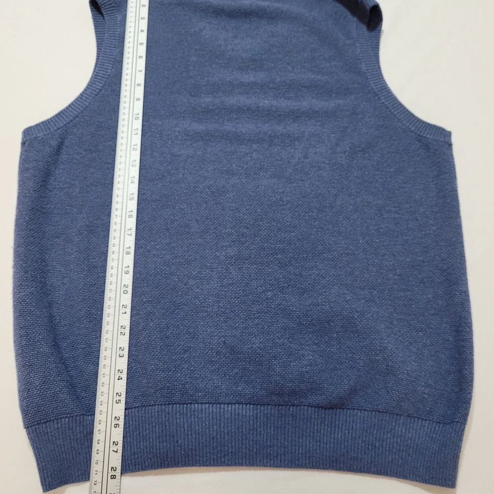 Brooks Brothers V-Neck Sweater Vest Adult Large Blue Cotton Cashmere Blend Mens‎